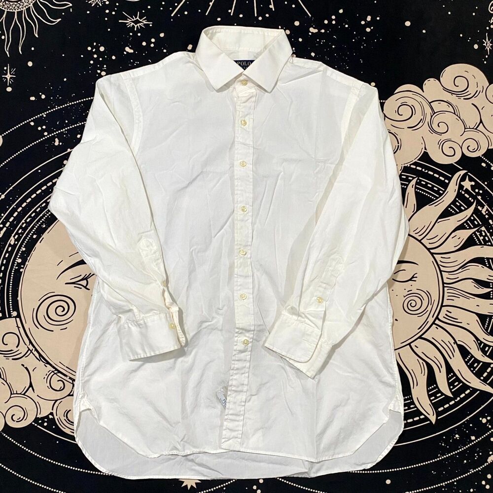 Polo Ralph Lauren Shirt Men's 17 White Dress Button-Up Business Formal Career